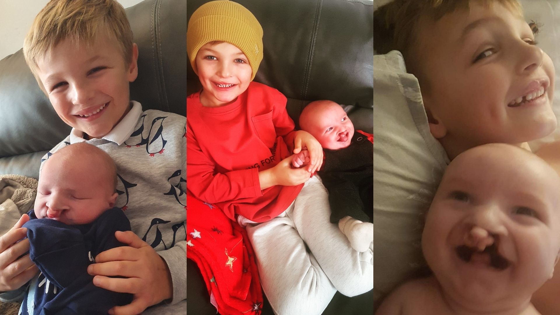 A collage of photos of brothers Jude and Theo