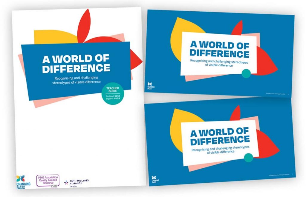 A collage of covers of our A World of Difference secondary school resources