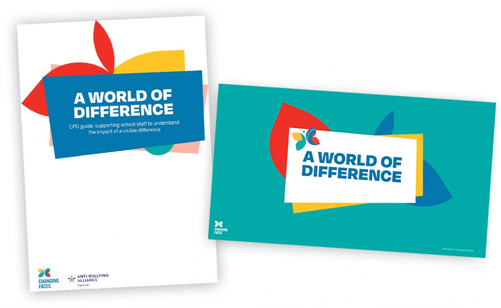 A collage of covers of our new A World of Difference CPD resources for teachers