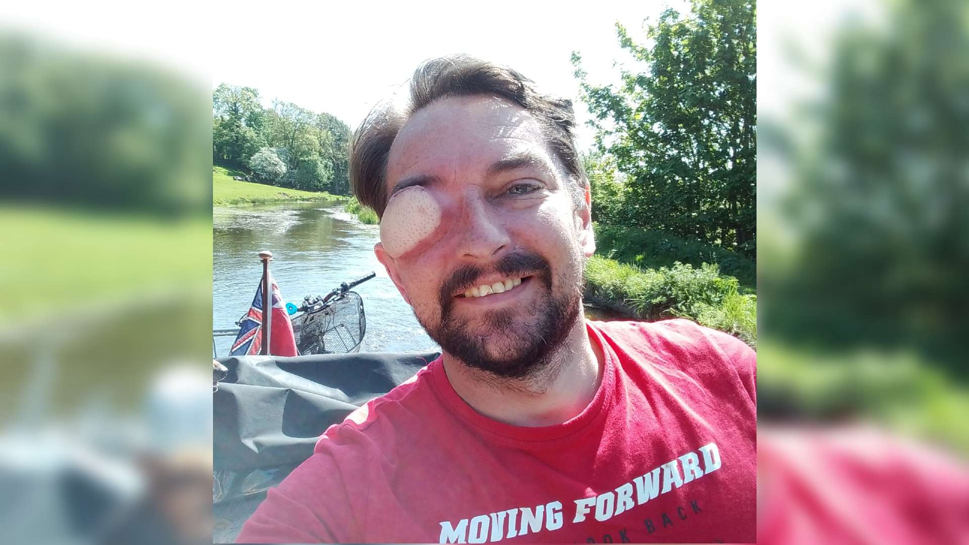 A man with a visible difference on a narrowboat