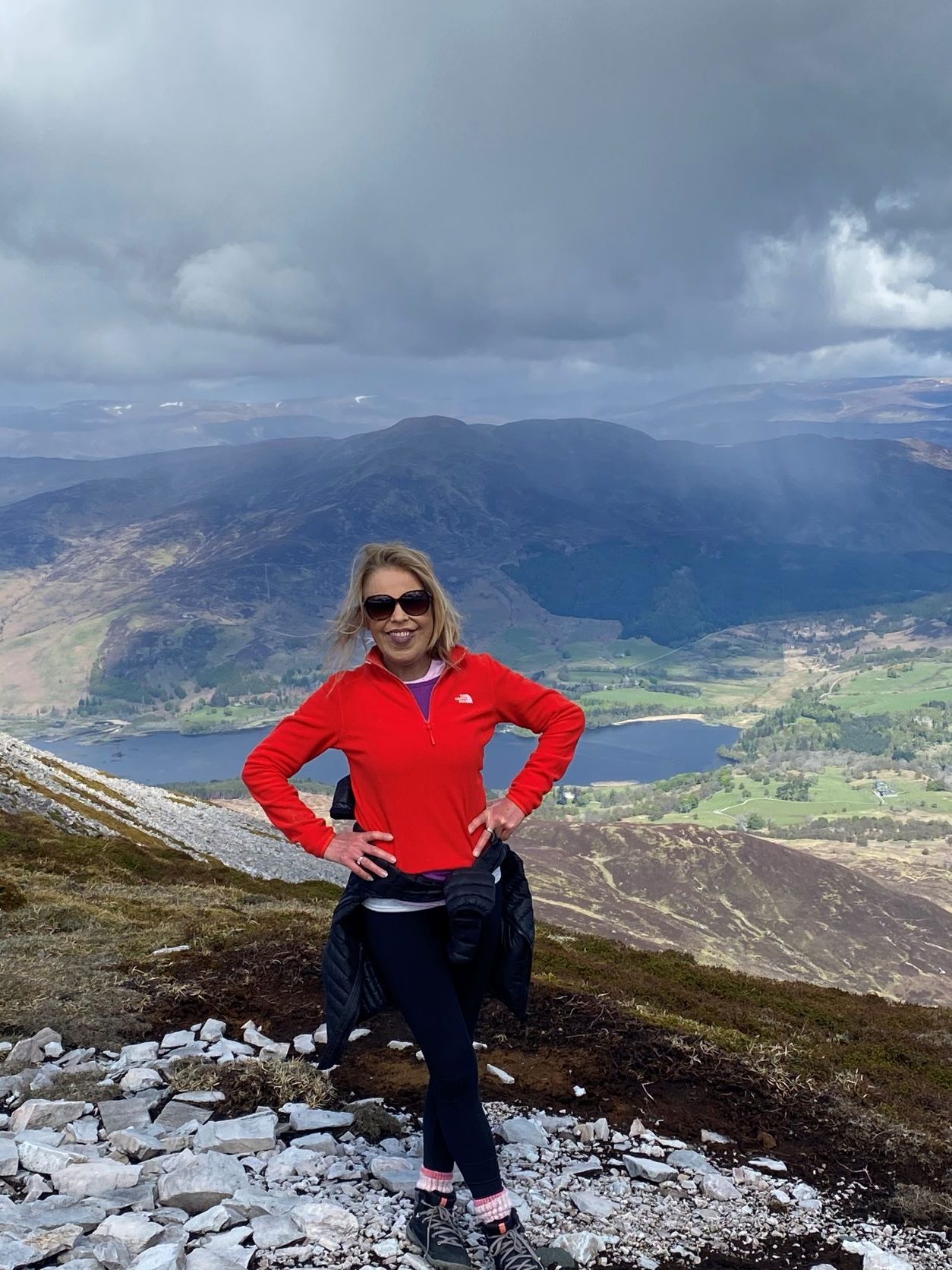 Felicity on top of a mountain