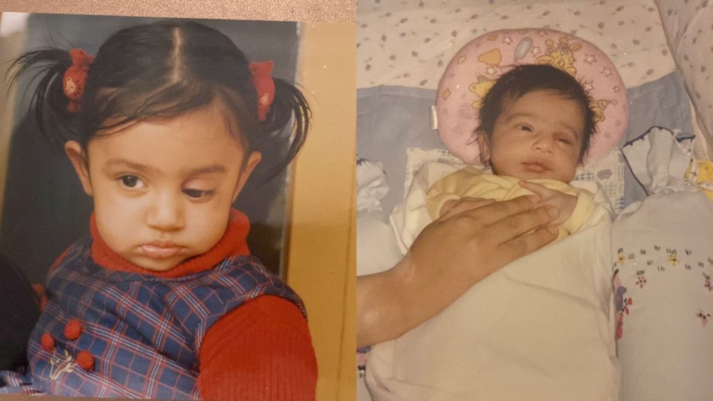 Anahita as a baby and as a toddler.