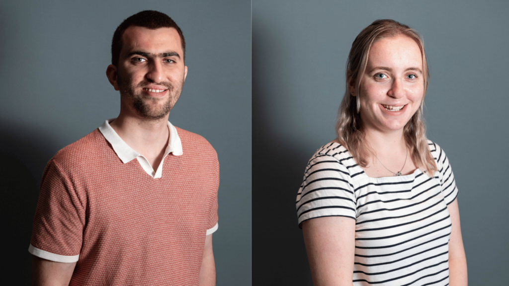 Two photos from the Changing Smiles project. The first is a smiling man in a red polo shirt, with a cleft lip. The second is of a happy women in a stripy top, with a cleft clip