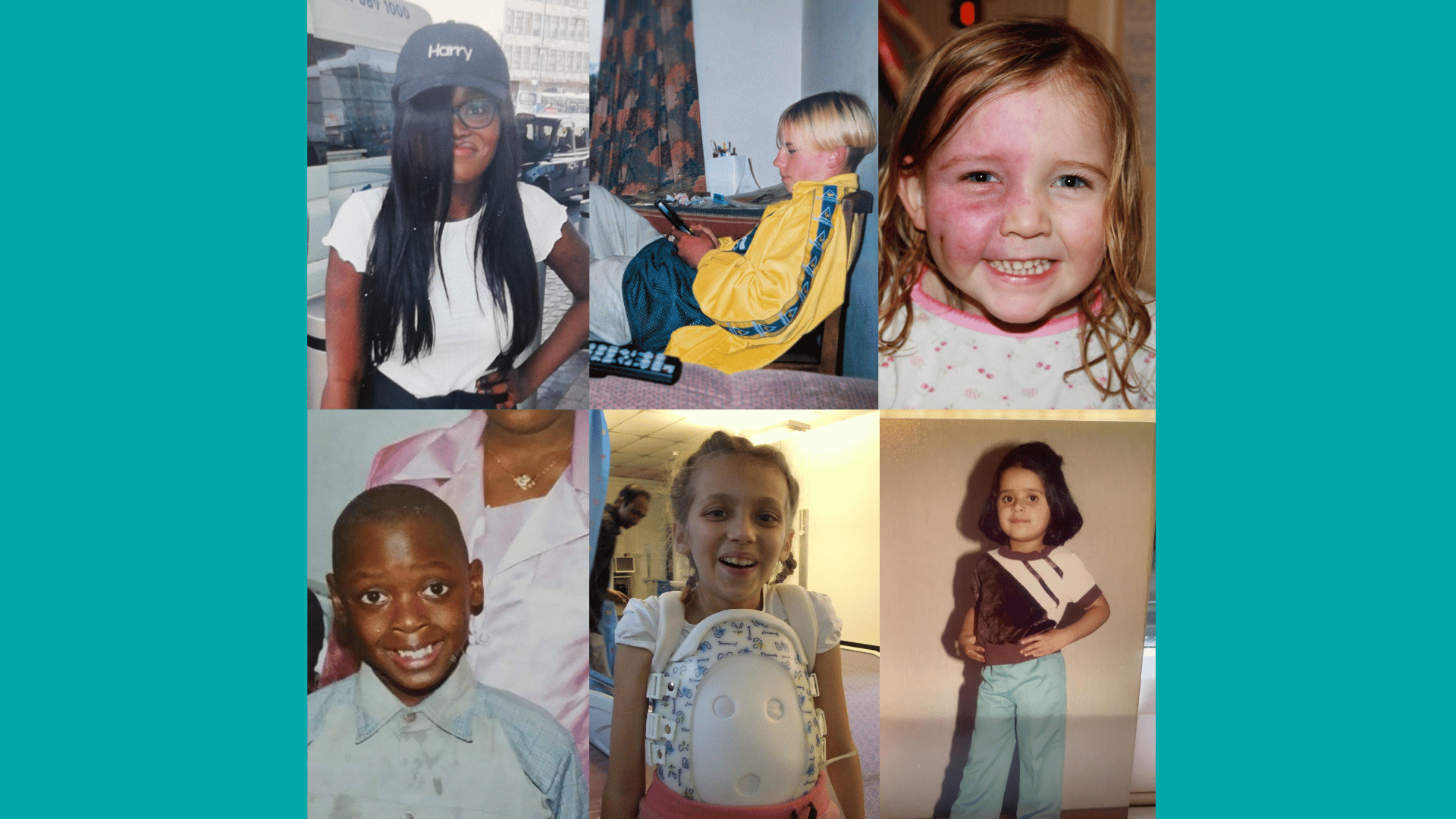 A collage of six campaigners when they were younger.