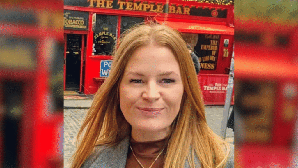 A photo of Charlotte stood in front of The Temple Bar.