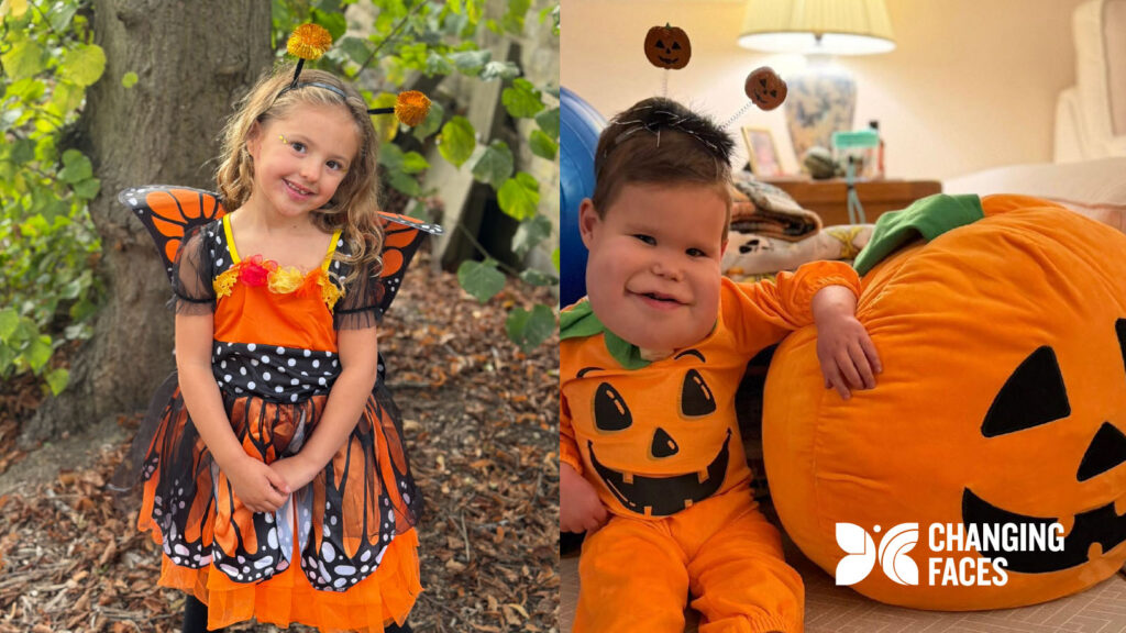Lola and Finley in their Halloween costumes
